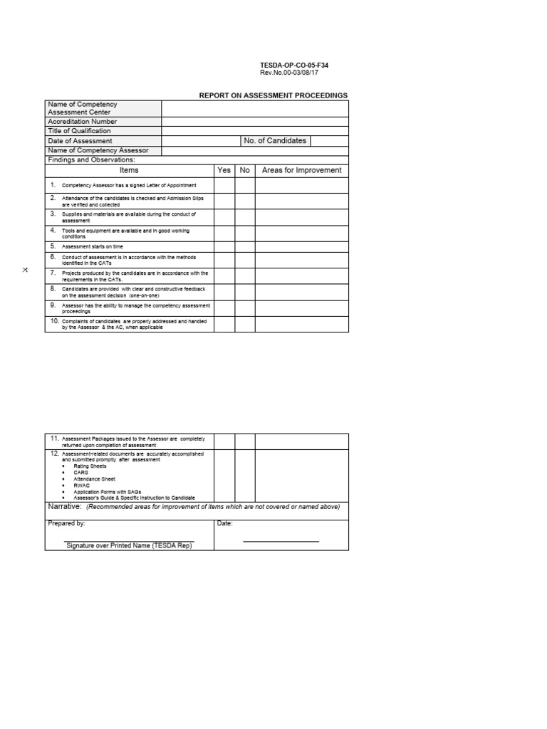 Assessment Proceedings Report | PDF
