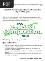 CSS 2018 Solved English Precis &#038 Composition Paper MCQs Quiz