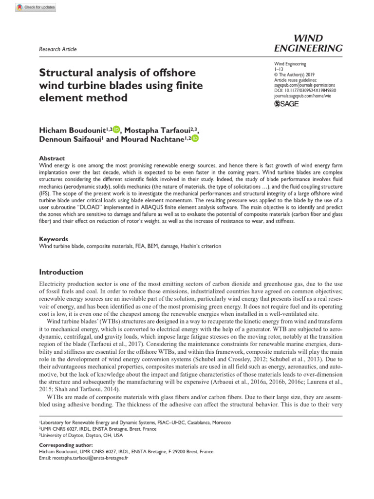 Offshore Wind Turbine Blade Analysis | PDF | Wind Turbine | Composite ...