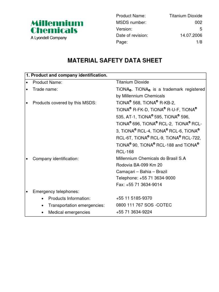 Tio2 msds pdf titanium dioxide titanium