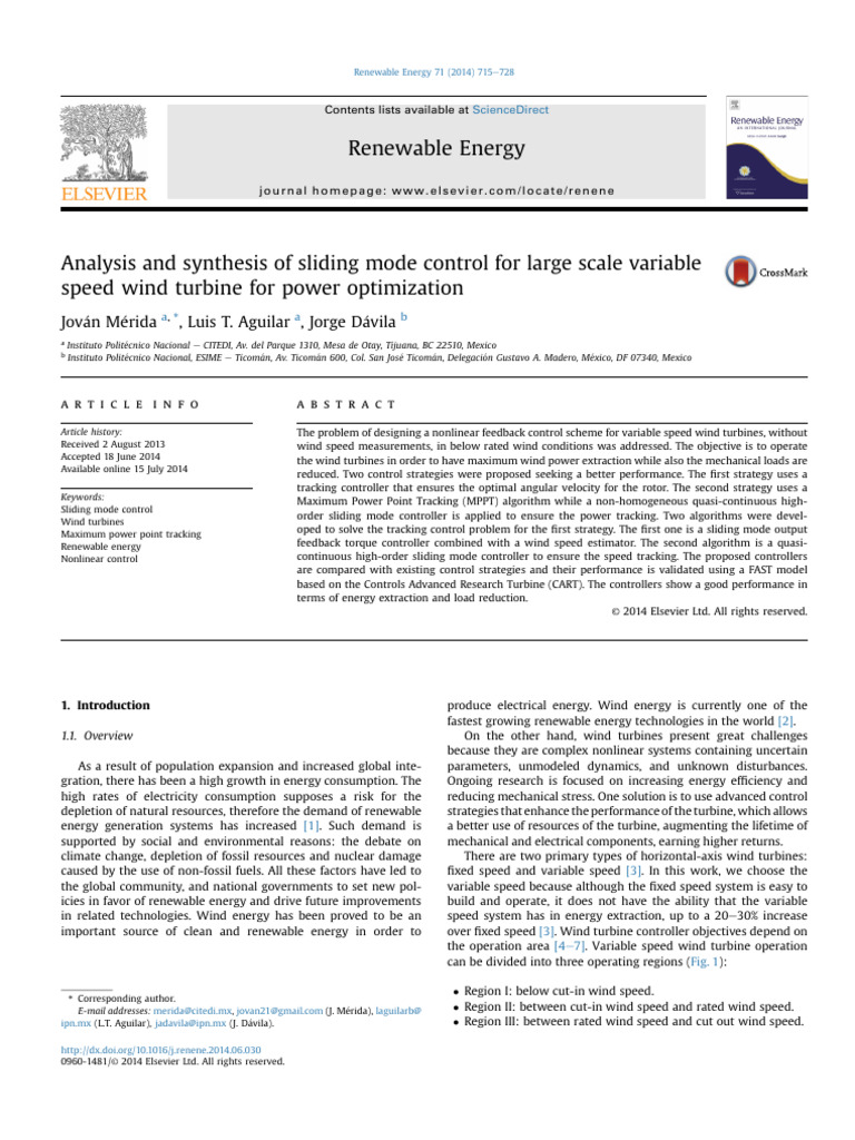 Analysis and Synthesis of Sliding Mode C | PDF | Control Theory | Wind ...