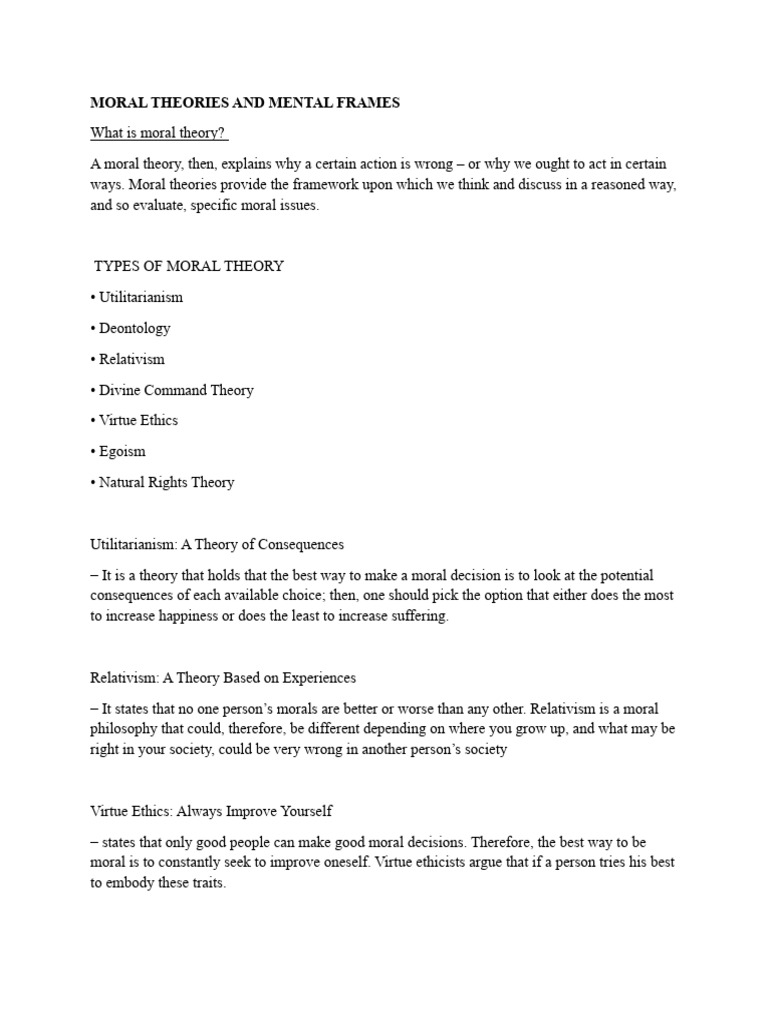 Mental Frames and Theories PDF Morality Virtue Ethics