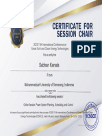 Certificate For Session Chair: Sabhan Kanata