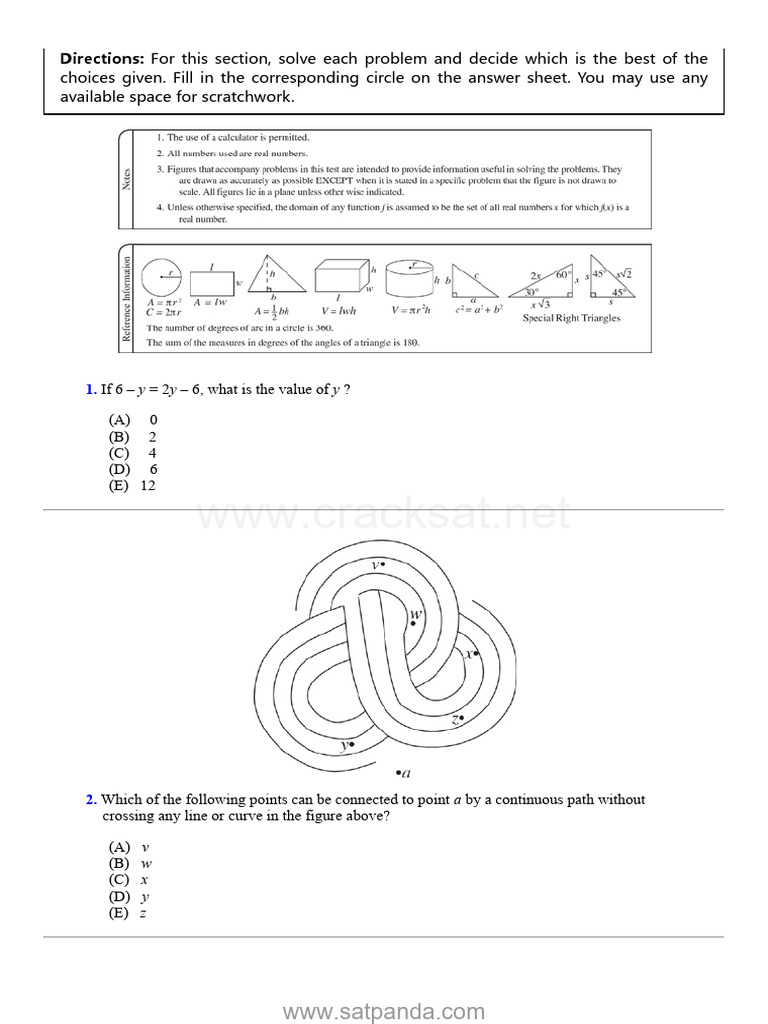 SAT Practice Test 8 Math Problems | PDF | Area | Rectangle