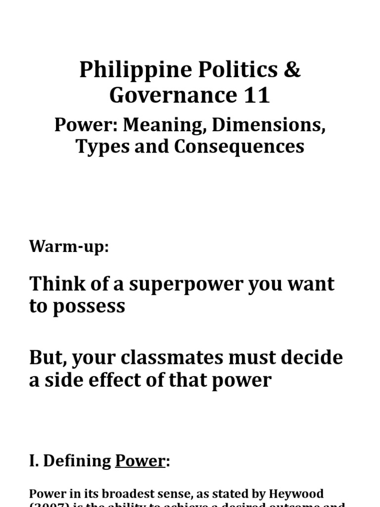 Understanding Power in Philippine Politics | PDF | Power (Social And ...