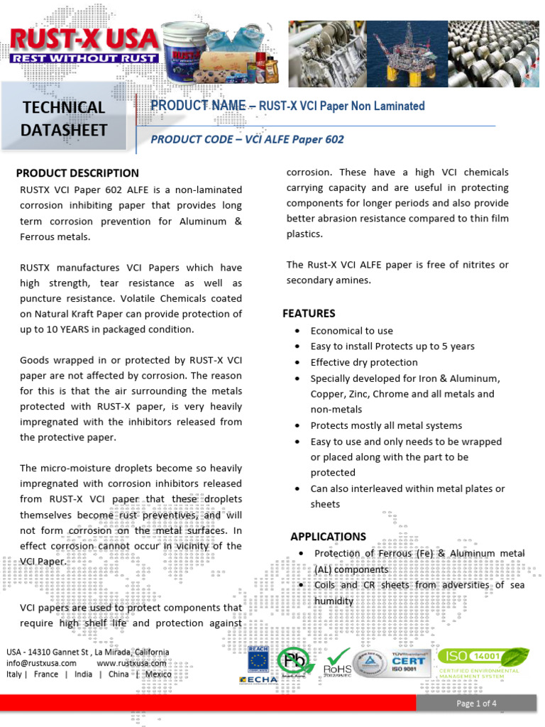 TDS 602 ALFE Non Laminated Paper With ASTM | PDF | Corrosion | Metals