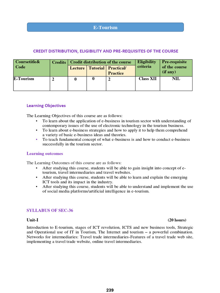 E Tourism Sem 4 Pdf Electronic Business Tourism
