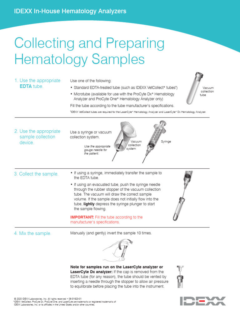 Hematology Sample Preparation Guide | PDF | Syringe | Vacuum