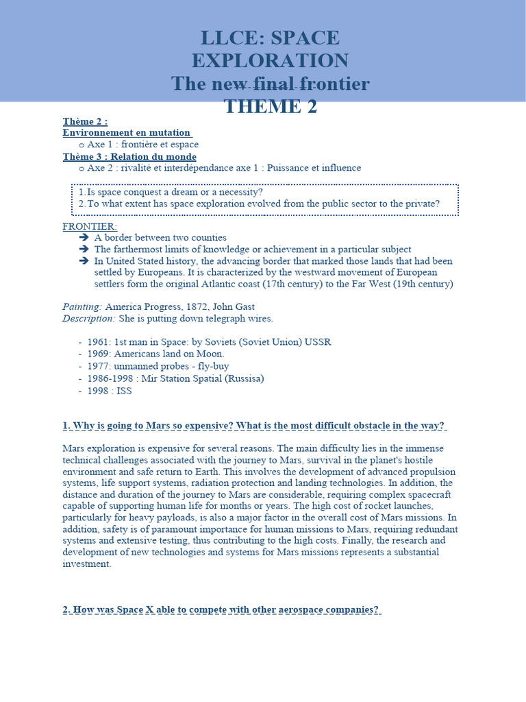 LLCE SPACE Exploratyion | PDF | Space X | Space Exploration