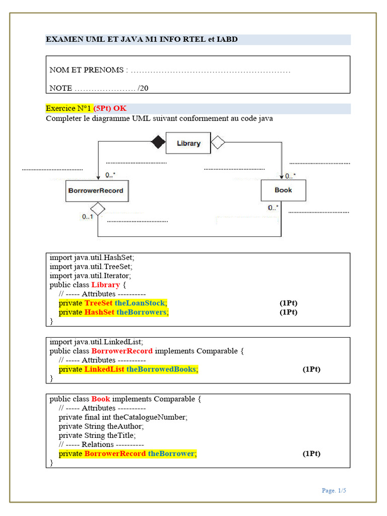 Examen Final Uml Et Java Correction 2021-2022 | PDF | Java (Langage de ...