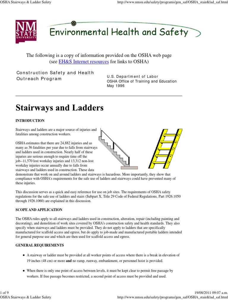 OSHA Stairway and Ladder Safety Guidelines | PDF | Stairs | Ladder