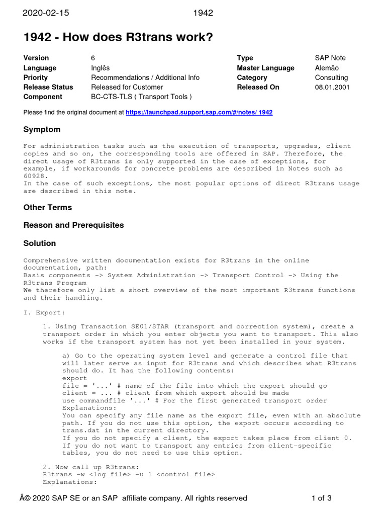 1942 - E - 20200215 How To R3trans Work | PDF | Computer File | Computing