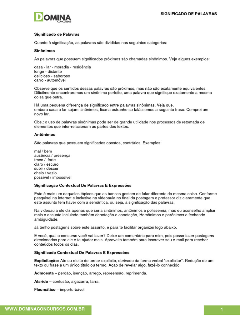 Significado e Uso de Palavras | PDF