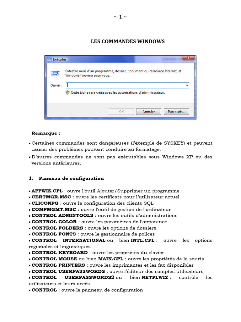 Liste des commandes Windows essentielles | PDF | Interface en ligne de ...