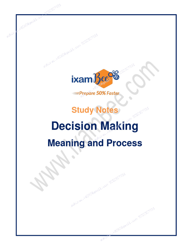 Meaning and Process of Decision Making | PDF | Decision Making | Cognition