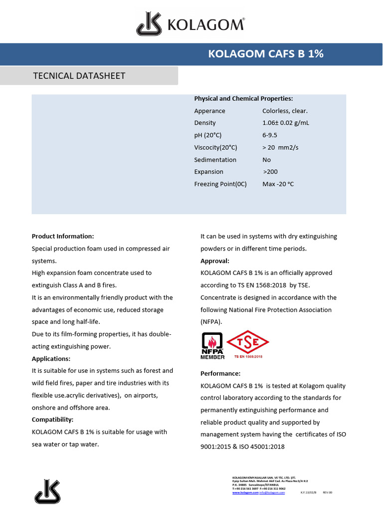 Tds Cafs B 1% Eng-Yf | PDF | Physical Sciences | Materials