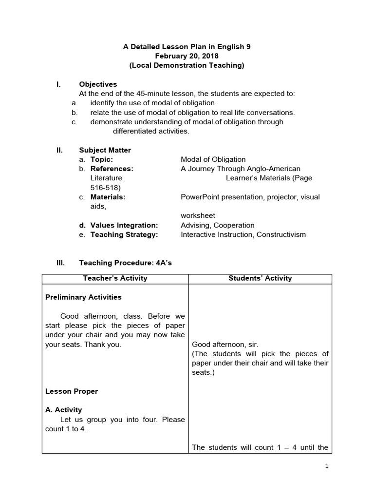 A Detailed Lesson Plan in English 9 | PDF | Human Communication ...