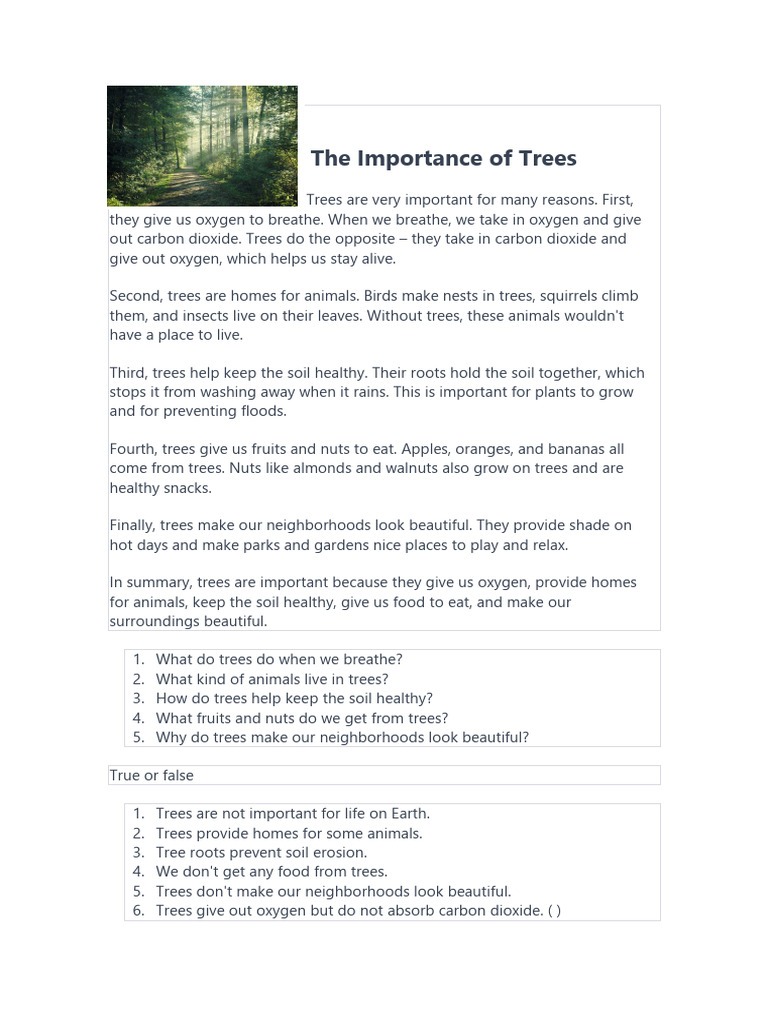 Benefits of Trees for Ecosystems and Humans | PDF | Home & Garden ...