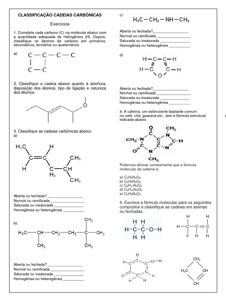 Classificação de Cadeias Carbônicas | PDF