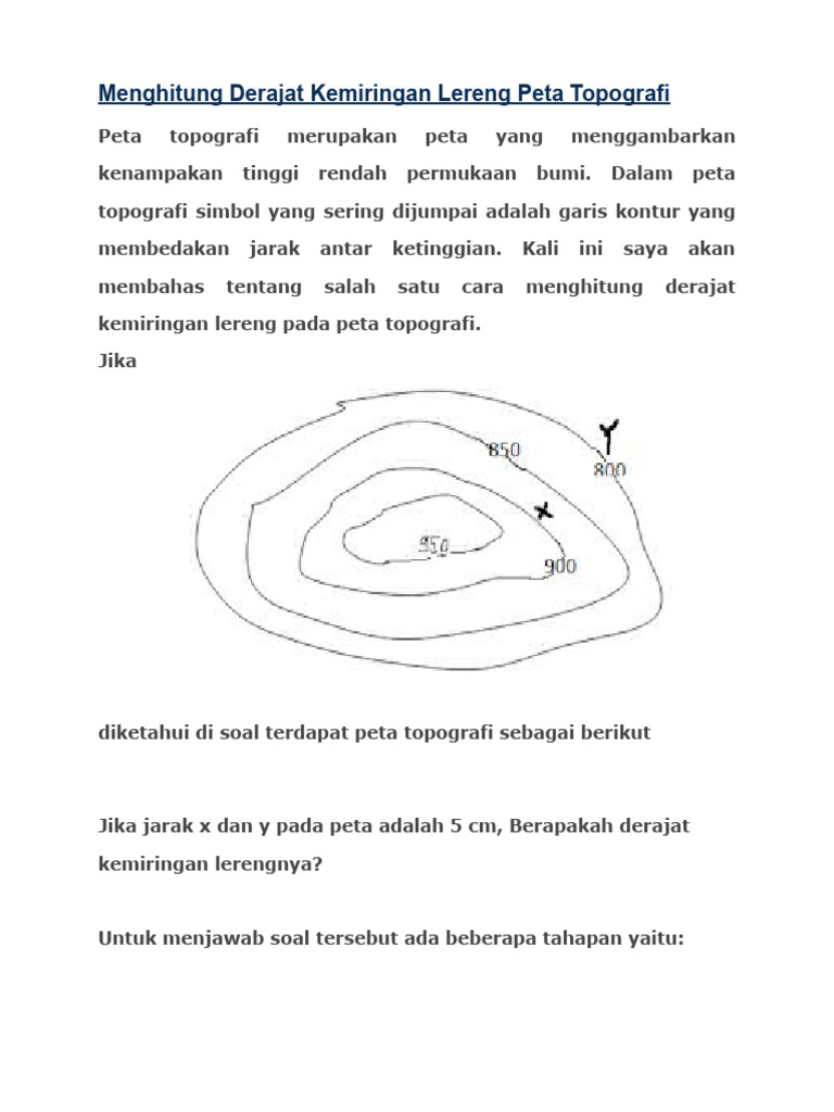 Menghitung Derajat Kemiringan Lereng Peta Topografi Pdf