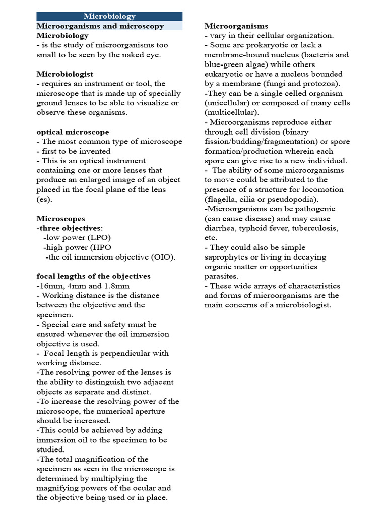 Microbiology Lab 2 Microorganisms And Micros Pdf Microorganism