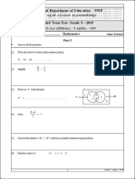 Grade 09 Mathematics 3rd Term Test Paper 2019 English Medium - North Western Province