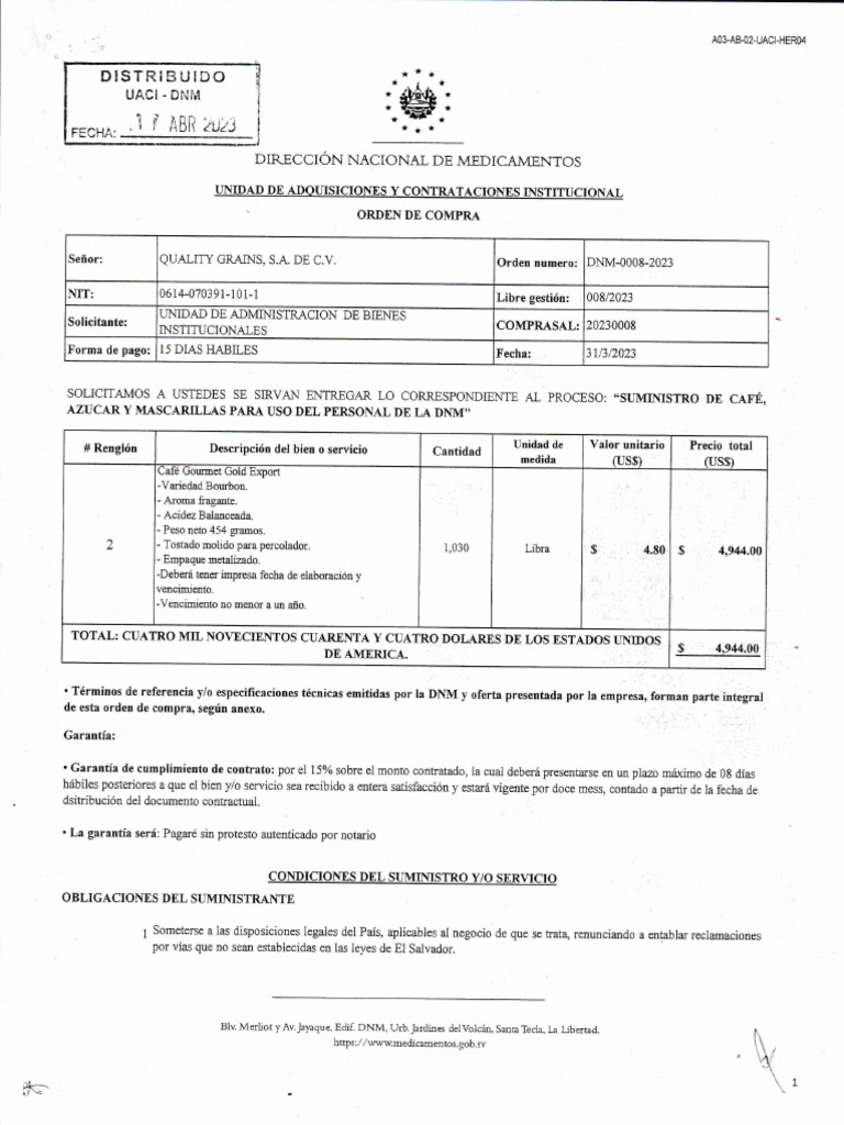 Orden de Compra DNM 2023 | PDF | Factura | Ley común