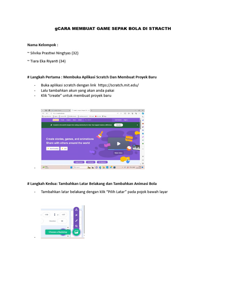 Cara Membuat Game Sepak Bola di Scratch | PDF
