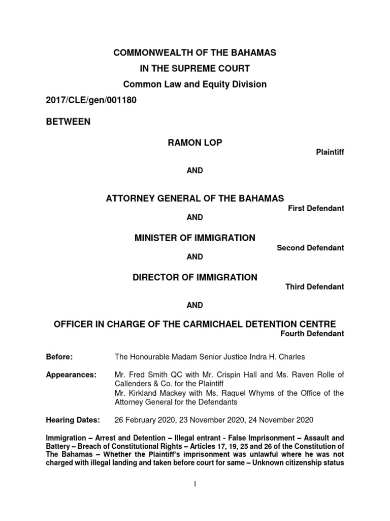 Ramon Lop V Attorney General of The Bahamas Ramon Lop V Atto PDF