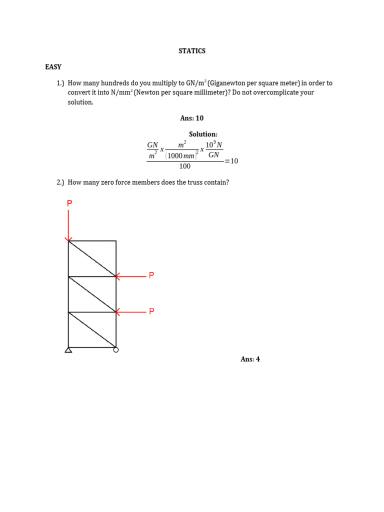 STATICS Quiz Bowl Questions PDF