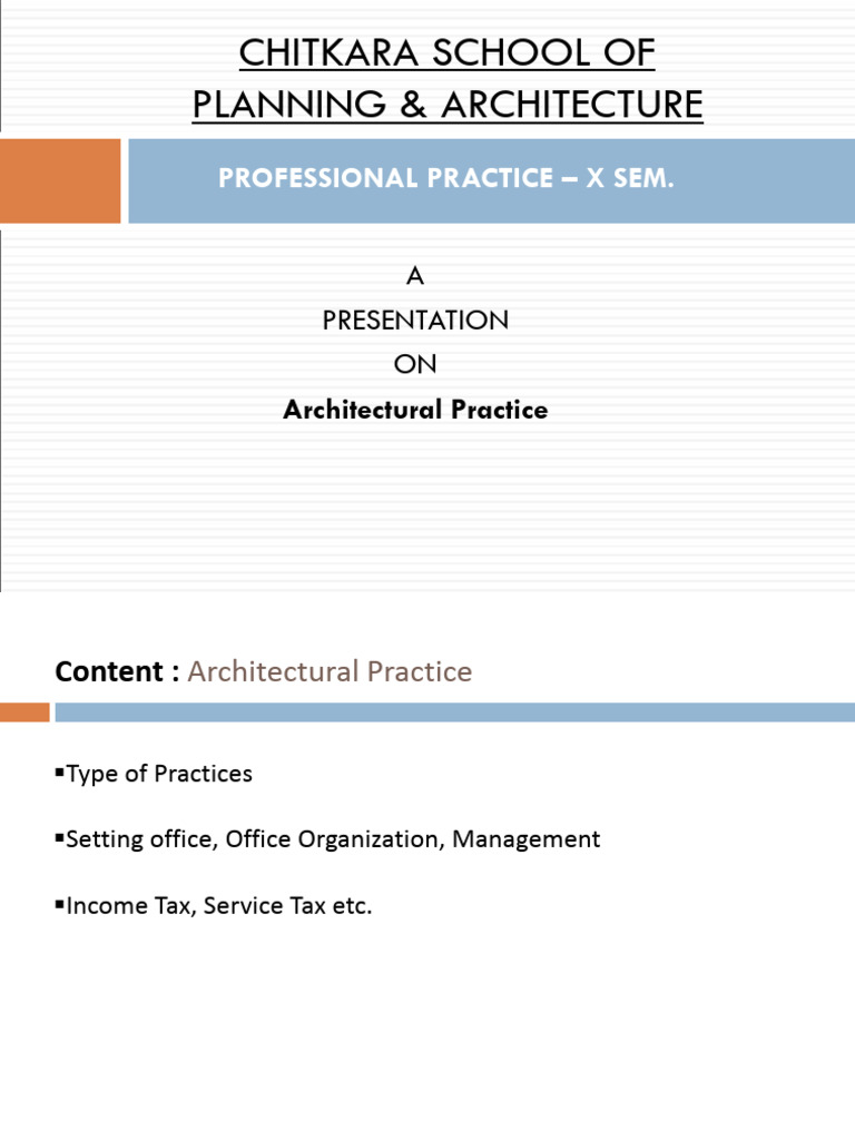 Chitkara School of Planning & Architecture: Professional Practice - X ...