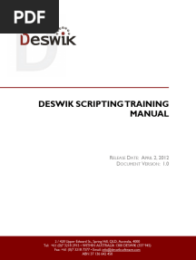Deswik Scripting Training Manual