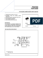 TDA7233 TDA7233D: 1W Audio Amplifier With Mute