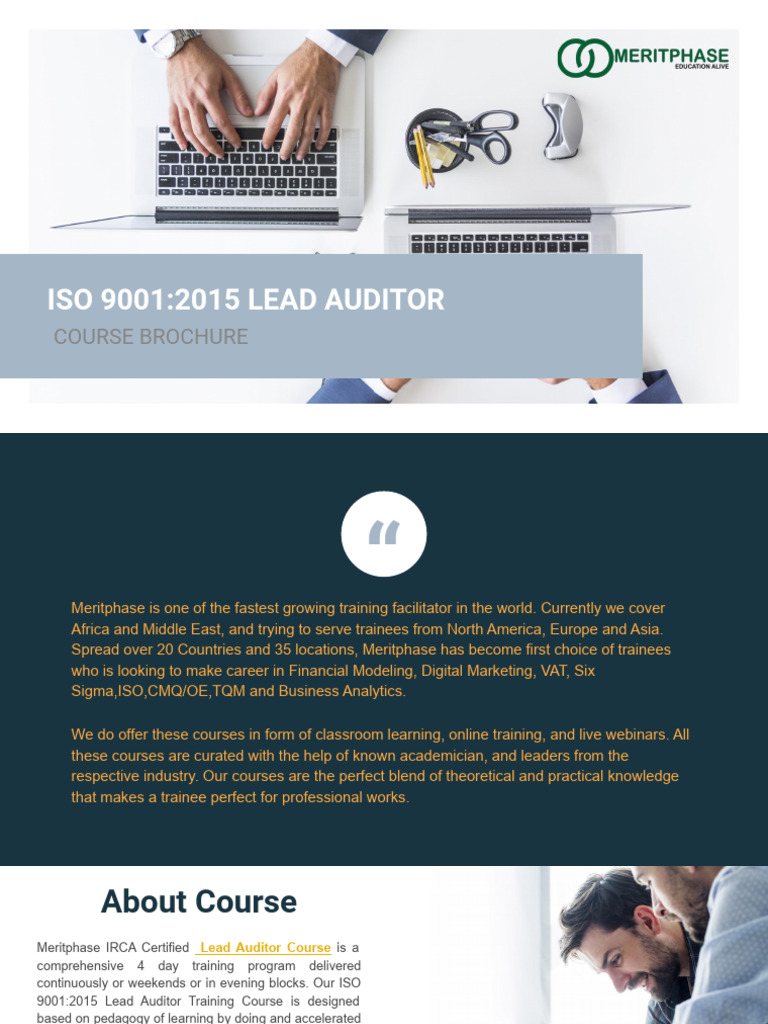 Meritphase ISO 9001 2015 Lead Auditor Course Brochure PDF Audit
