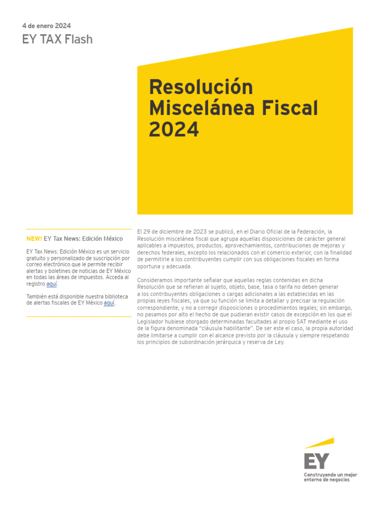 RMF 2024 Ey Tax Flash PDF Impuesto sobre la renta Impuestos
