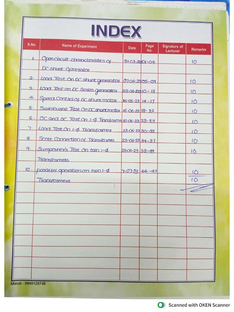 DC Machines and Transformers Lab Detailed Record | PDF