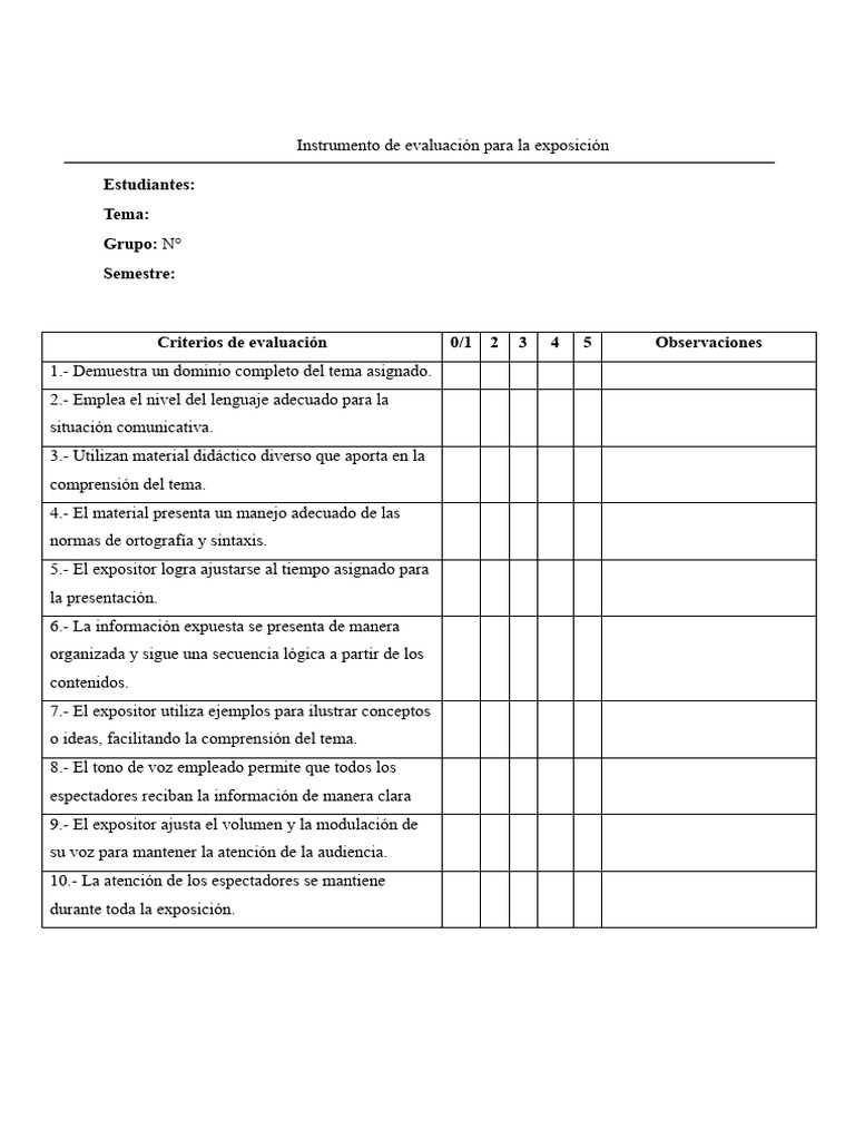 Ejemplo de Rúbrica PDF