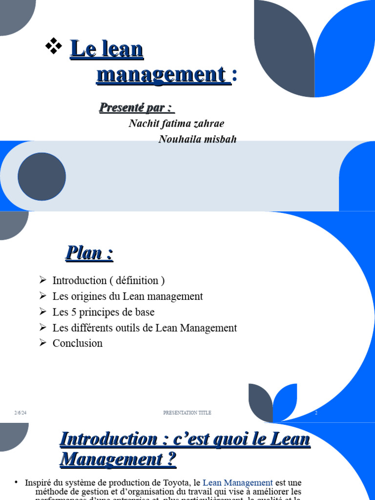 Introduction au Lean Management | PDF | Lean (production) | Business