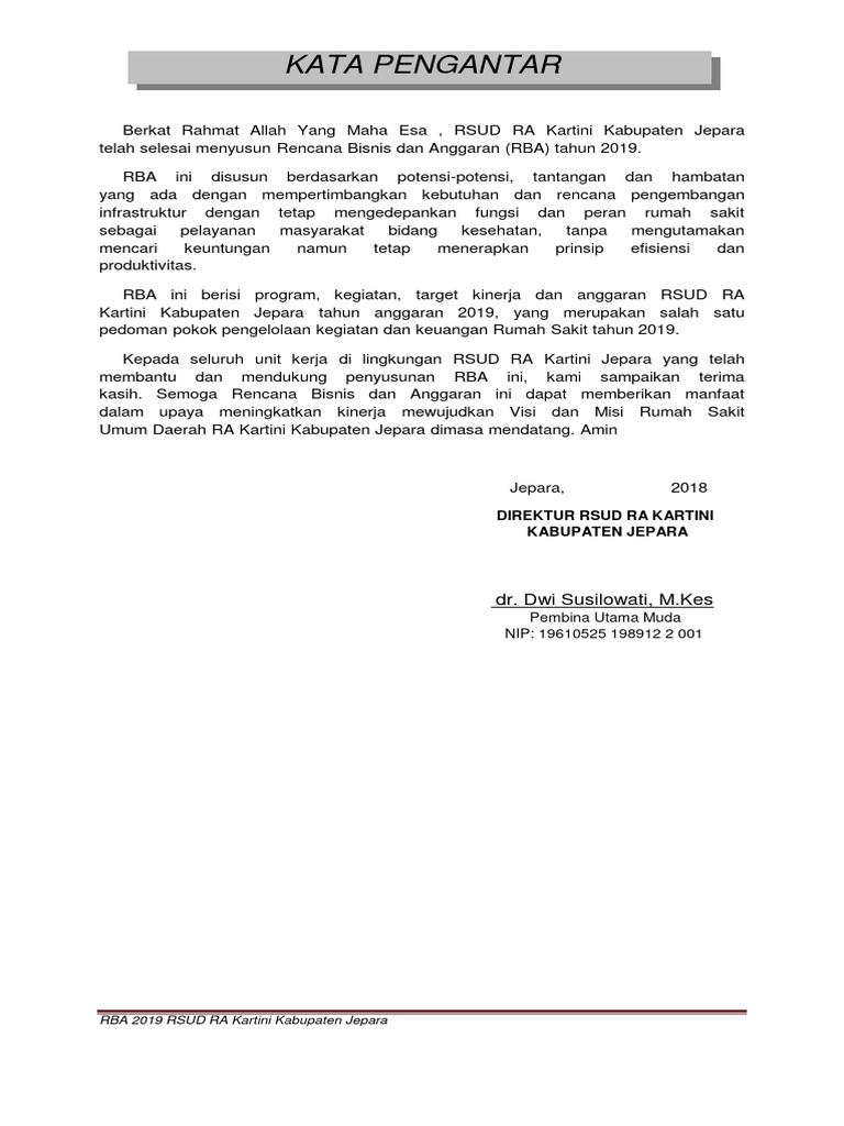 RBA 2019 RSUD RA Kartini Jepara | PDF | Bisnis