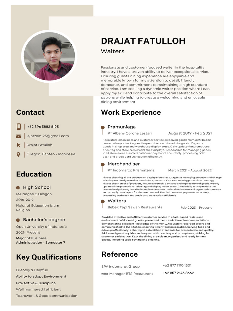 Contoh Resume Application Letter | PDF | Waiting Staff | Restaurants