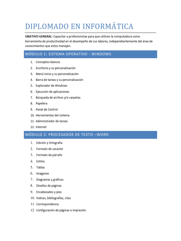 Diplomado en Informatica-2023 | PDF