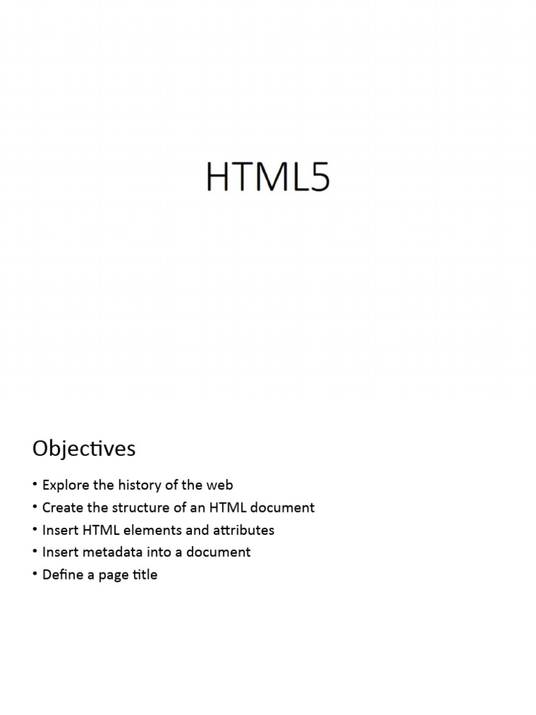 HTML5 Overview and Basic Tags | PDF | Html | Xhtml