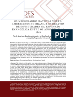 Os Missionários Batistas Norte-Americanos No Brasil e Os Relatos de Dificuldades Na Expansão Evangélica Entre Os Anos de 1930 e 1945