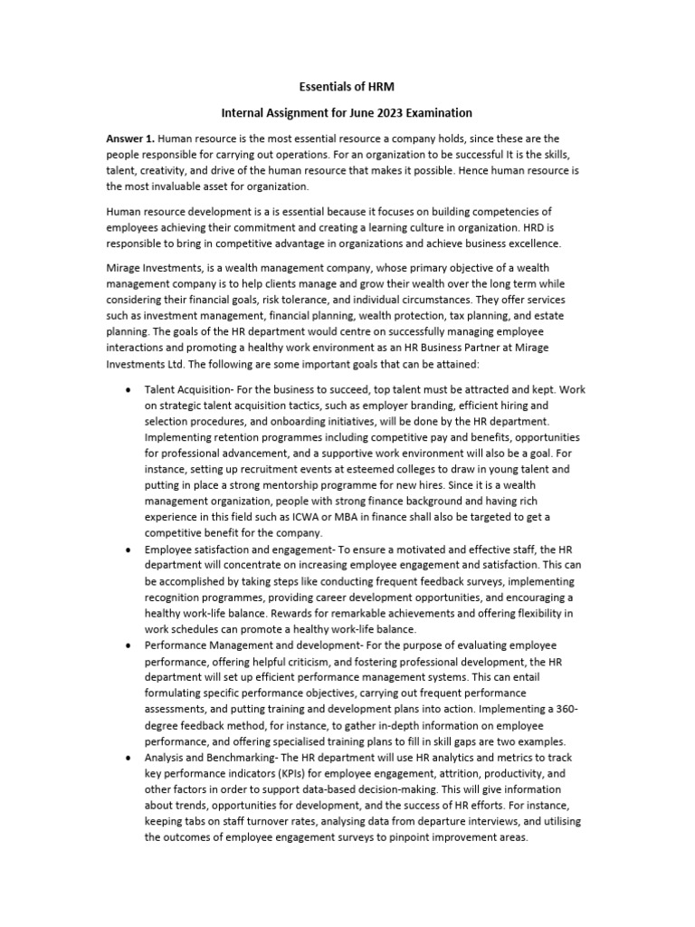 Essentials of HRM Assignement PDF | PDF | Human Resource Management ...