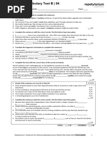Vocabulary Test 4B