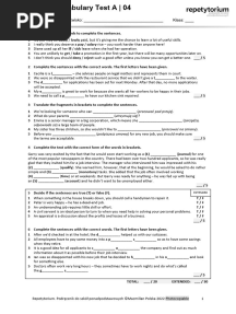 Vocabulary Test 4A