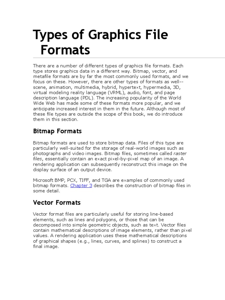 Types of Graphics File Formats 3 D Computer Graphics File Format