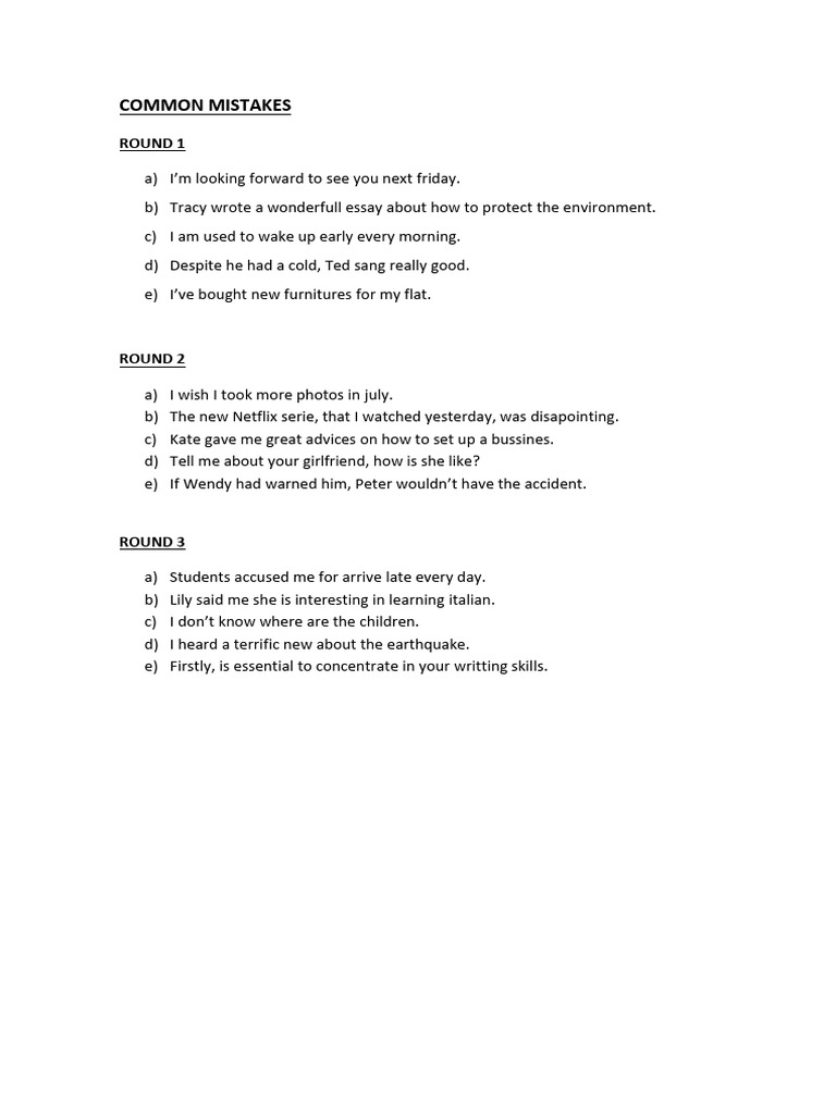 Common C1 Mistakes and Corrections | PDF | Mystery, Thriller & Crime ...