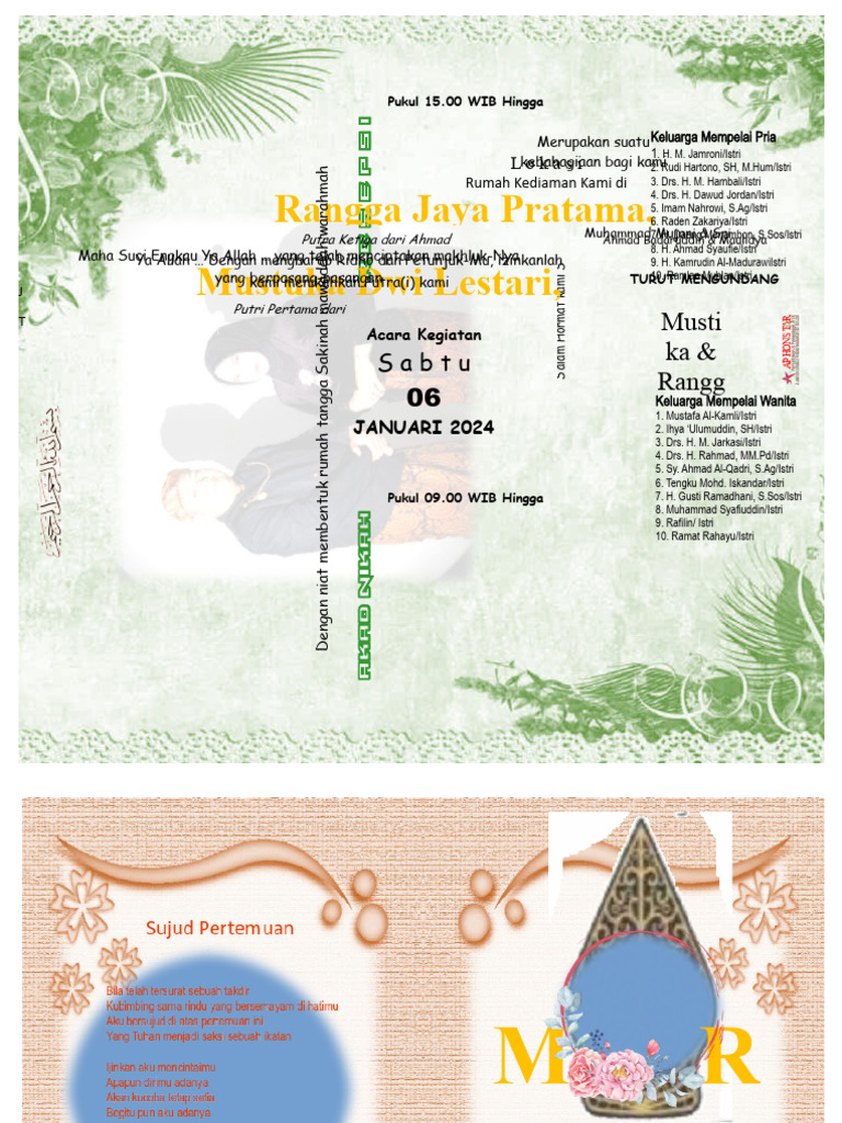 Undangan Pernikahan Mustika & Rangga 6 Jan 2024 | PDF