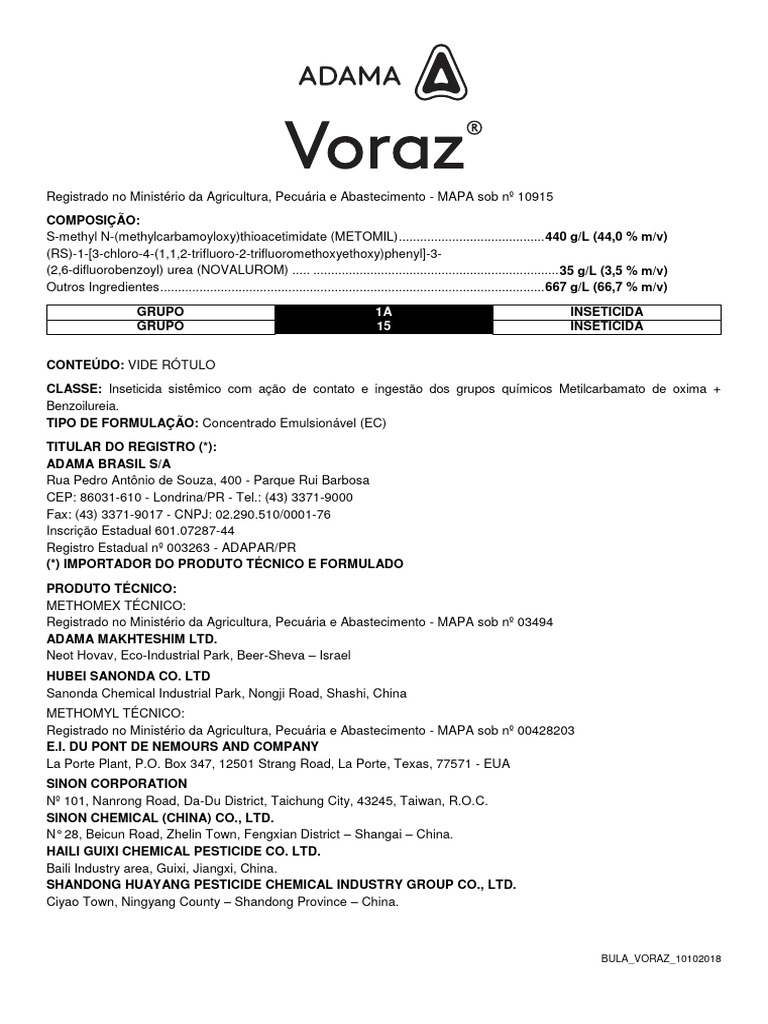 Bula do Inseticida Voraz | PDF | Inseticida | Voo